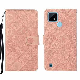 For OPPO Realme C20 / C21 Ethnic Style Embossed Pattern Leather Phone Case(Pink)