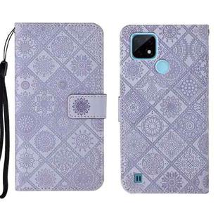 For OPPO Realme C20 / C21 Ethnic Style Embossed Pattern Leather Phone Case(Purple)
