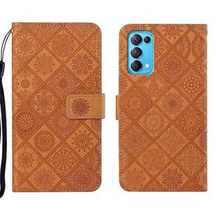 For OPPO Reno5 5G Ethnic Style Embossed Pattern Leather Phone Case(Brown)