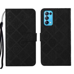 For OPPO Reno5 5G Ethnic Style Embossed Pattern Leather Phone Case(Black)