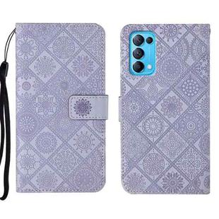 For OPPO Reno5 5G Ethnic Style Embossed Pattern Leather Phone Case(Purple)
