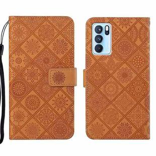 For OPPO Reno6 Pro 5G Ethnic Style Embossed Pattern Leather Phone Case(Brown)