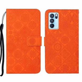 For OPPO Reno6 Pro 5G Ethnic Style Embossed Pattern Leather Phone Case(Orange)