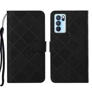 For OPPO Reno6 Pro 5G Ethnic Style Embossed Pattern Leather Phone Case(Black)