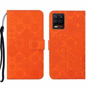 For OPPO Realme 8 4G Ethnic Style Embossed Pattern Leather Phone Case(Orange)