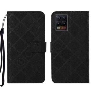 For OPPO Realme 8 4G Ethnic Style Embossed Pattern Leather Phone Case(Black)