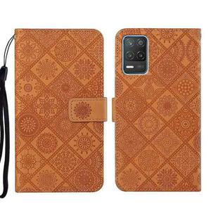 For OPPO Realme 8 5G Ethnic Style Embossed Pattern Leather Phone Case(Brown)