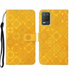 For OPPO Realme 8 5G Ethnic Style Embossed Pattern Leather Phone Case(Yellow)