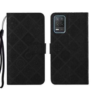 For OPPO Realme 8 5G Ethnic Style Embossed Pattern Leather Phone Case(Black)