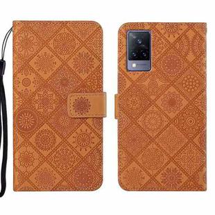 For vivo V21 Ethnic Style Embossed Pattern Leather Phone Case(Brown)