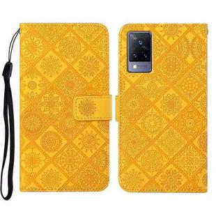 For vivo V21 Ethnic Style Embossed Pattern Leather Phone Case(Yellow)