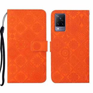 For vivo V21 Ethnic Style Embossed Pattern Leather Phone Case(Orange)