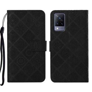 For vivo V21 Ethnic Style Embossed Pattern Leather Phone Case(Black)