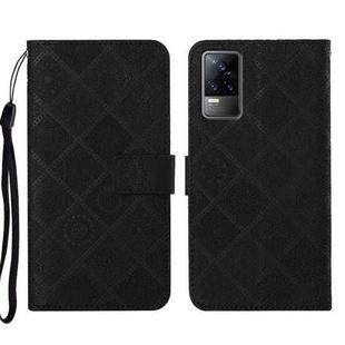 For vivo V21e 4G Ethnic Style Embossed Pattern Leather Phone Case(Black)