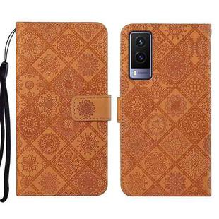 For vivo V21e 5G Ethnic Style Embossed Pattern Leather Phone Case(Brown)