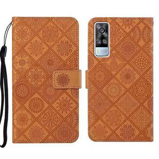 For vivo Y51 2020 Ethnic Style Embossed Pattern Leather Phone Case(Brown)