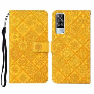 For vivo Y51 2020 Ethnic Style Embossed Pattern Leather Phone Case(Yellow)