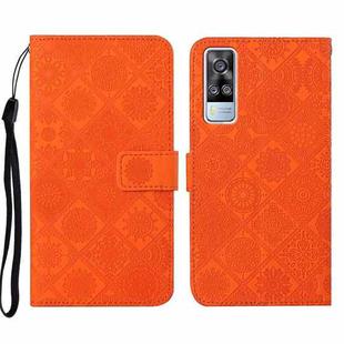 For vivo Y51 2020 Ethnic Style Embossed Pattern Leather Phone Case(Orange)