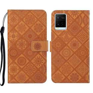 For vivo Y21 Ethnic Style Embossed Pattern Leather Phone Case(Brown)