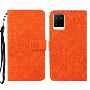 For vivo Y21 Ethnic Style Embossed Pattern Leather Phone Case(Orange)