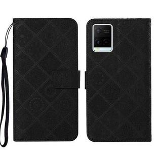 For vivo Y21 Ethnic Style Embossed Pattern Leather Phone Case(Black)