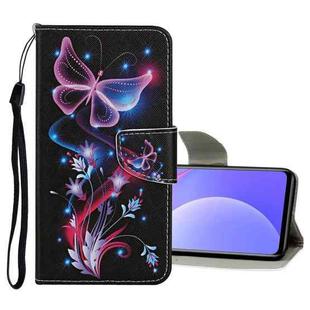 For Xiaomi Redmi 10 2022 Colored Drawing Pattern Flip Leather Case(Fluorescent Butterfly)