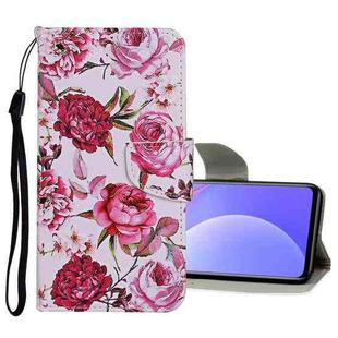 For Xiaomi Redmi Note 10 5G Colored Drawing Pattern Flip Leather Case(Peony)