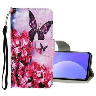 For Xiaomi 11T Colored Drawing Pattern Flip Leather Case(Red Flower Butterfly)