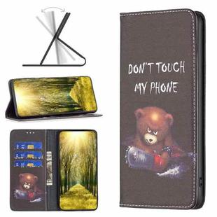 For Nokia G11 / G21 Colored Drawing Pattern Invisible Magnetic Leather Phone Case(Bear)