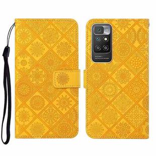 For Xiaomi Redmi 10 Ethnic Style Embossed Pattern Leather Phone Case(Yellow)