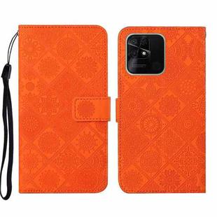 For Xiaomi Redmi 10C Ethnic Style Embossed Pattern Leather Phone Case(Orange)