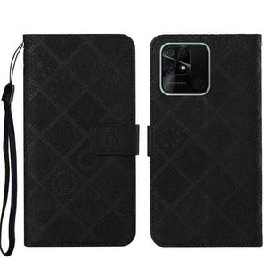 For Xiaomi Redmi 10C Ethnic Style Embossed Pattern Leather Phone Case(Black)