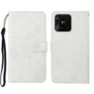 For Xiaomi Redmi 10C Ethnic Style Embossed Pattern Leather Phone Case(White)