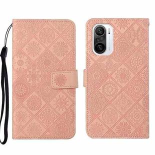 For Xiaomi Redmi K40 Ethnic Style Embossed Pattern Leather Phone Case(Pink)