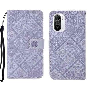 For Xiaomi Redmi K40 Ethnic Style Embossed Pattern Leather Phone Case(Purple)