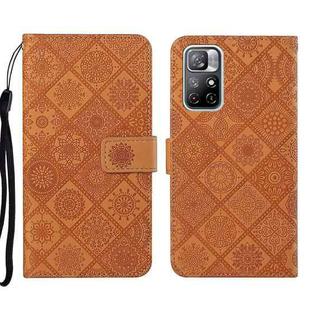 For Xiaomi Redmi Note 11 Ethnic Style Embossed Pattern Leather Phone Case(Brown)