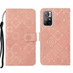 For Xiaomi Redmi Note 11 Ethnic Style Embossed Pattern Leather Phone Case(Pink)