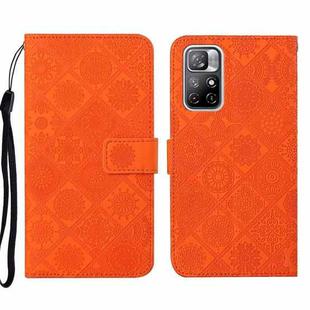 For Xiaomi Redmi Note 11 Ethnic Style Embossed Pattern Leather Phone Case(Orange)