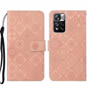 For Xiaomi Redmi Note 11 Pro Ethnic Style Embossed Pattern Leather Phone Case(Pink)