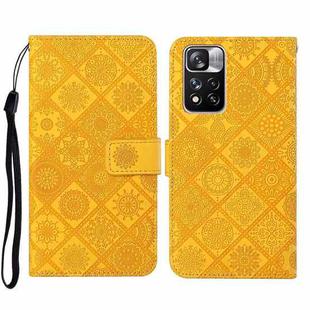 For Xiaomi Redmi Note 11 Pro Ethnic Style Embossed Pattern Leather Phone Case(Yellow)