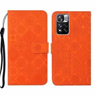 For Xiaomi Redmi Note 11 Pro Ethnic Style Embossed Pattern Leather Phone Case(Orange)
