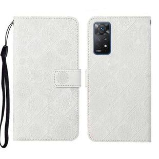 For Xiaomi Redmi Note 11 Pro Global Ethnic Style Embossed Pattern Leather Phone Case(White)