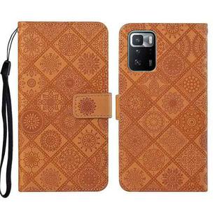 For Xiaomi Redmi Note 10 Pro 5G Ethnic Style Embossed Pattern Leather Phone Case(Brown)