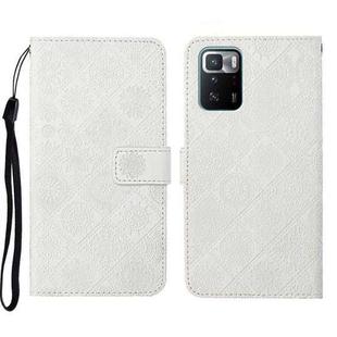 For Xiaomi Redmi Note 10 Pro 5G Ethnic Style Embossed Pattern Leather Phone Case(White)