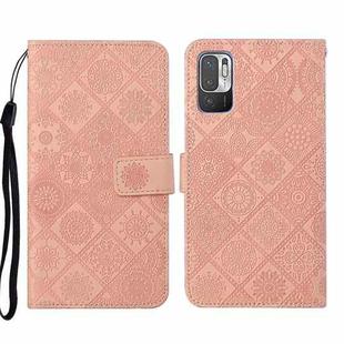 For Xiaomi Redmi Note 10 5G Ethnic Style Embossed Pattern Leather Phone Case(Pink)