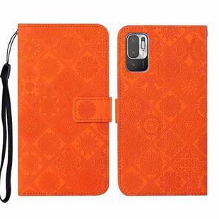 For Xiaomi Redmi Note 10 5G Ethnic Style Embossed Pattern Leather Phone Case(Orange)