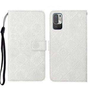 For Xiaomi Redmi Note 10 5G Ethnic Style Embossed Pattern Leather Phone Case(White)