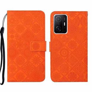 For Xiaomi Mi 11T Ethnic Style Embossed Pattern Leather Phone Case(Orange)