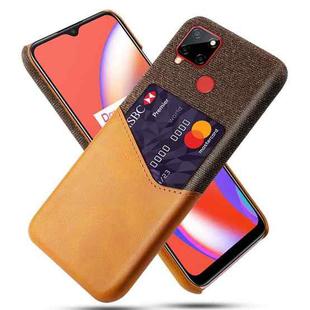 For OPPO Realme C12 Cloth Texture PC + PU Leather Back Cover Case with Card Slot(Orange)