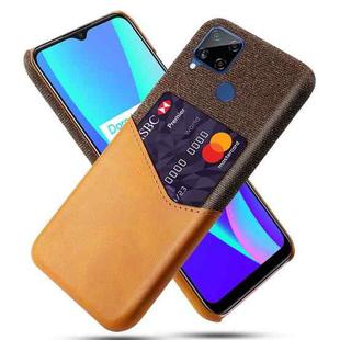 For OPPO Realme C15 Cloth Texture PC + PU Leather Back Cover Case with Card Slot(Orange)